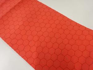 リサイクル　亀甲繋ぎに抽象模様名古屋帯